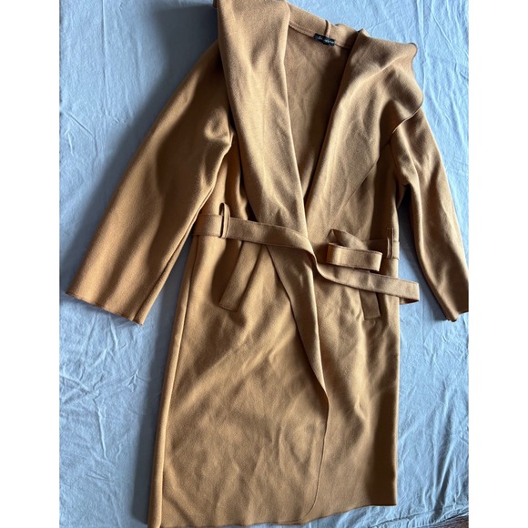Shinestar Jackets & Blazers - Shinestar Camel Brown Open Front Wrap Belted Coat Tan Shawl Collar Large